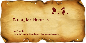 Matejko Henrik névjegykártya